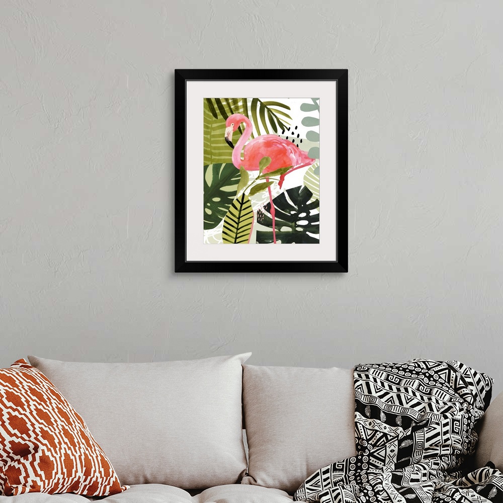 A bohemian room featuring Flamingo Forest I