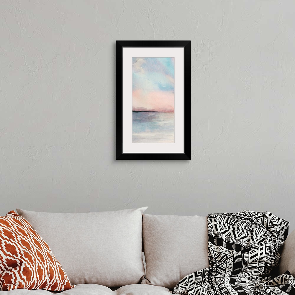 A bohemian room featuring Sea Sunset Triptych I