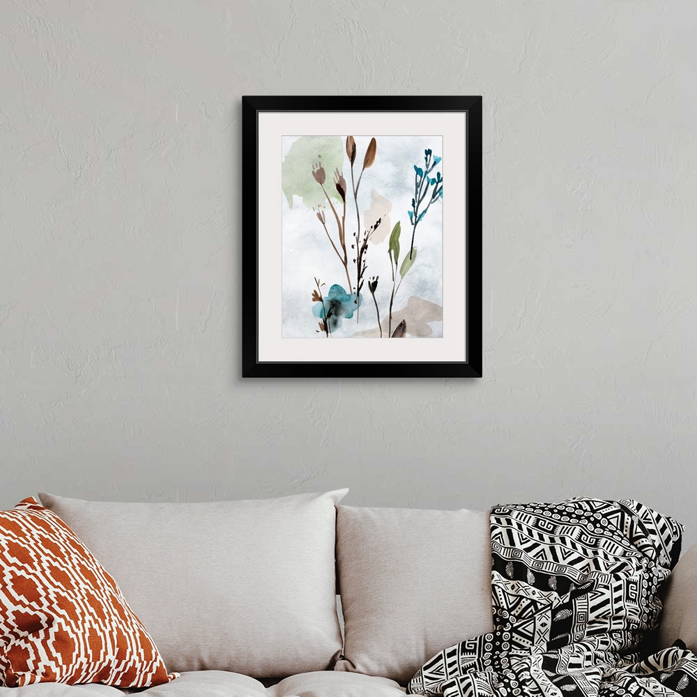 A bohemian room featuring Watercolor Wildflowers I