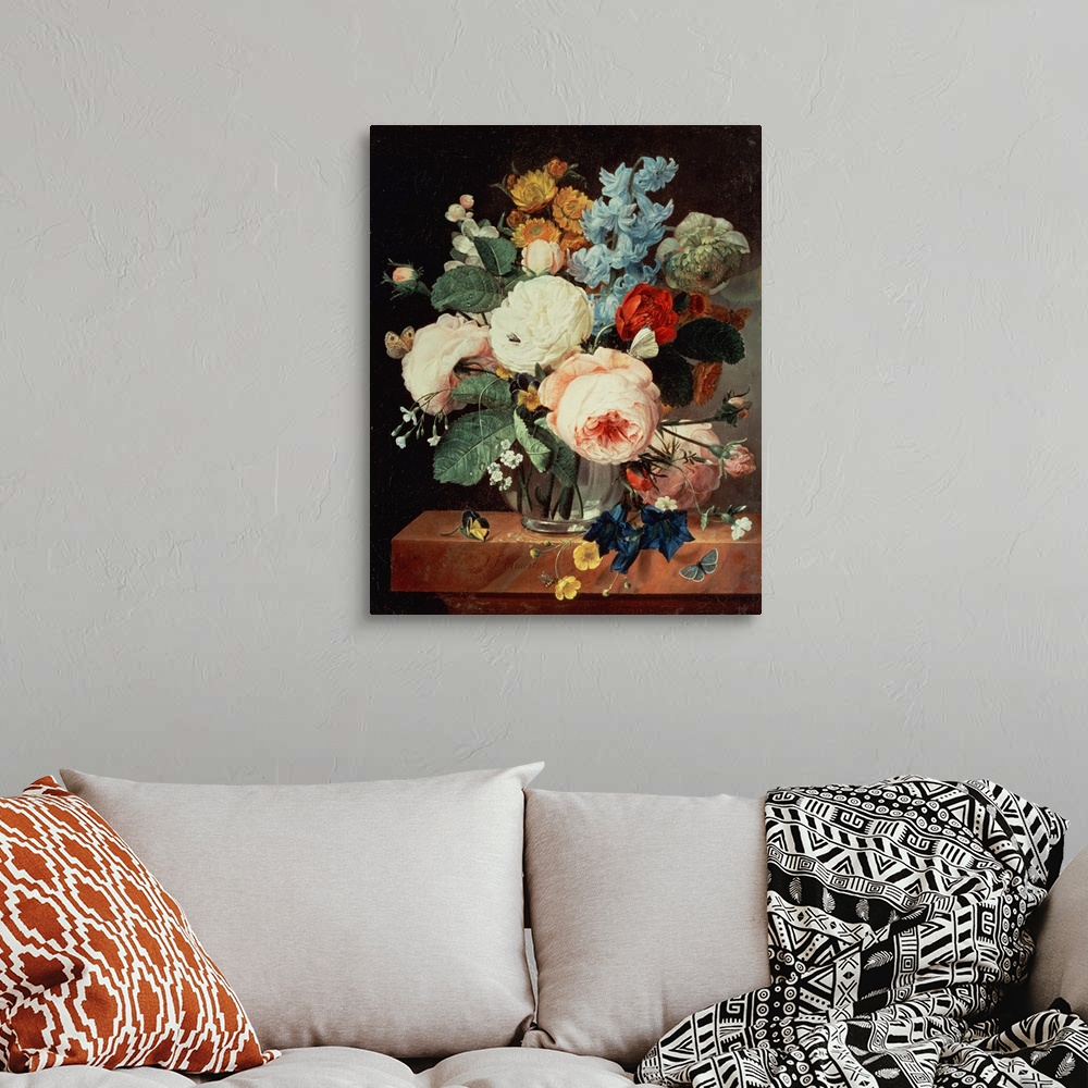 Vase of Flowers on a Marble Ledge by TF Ehaerts Wall Art, Canvas Prints ...