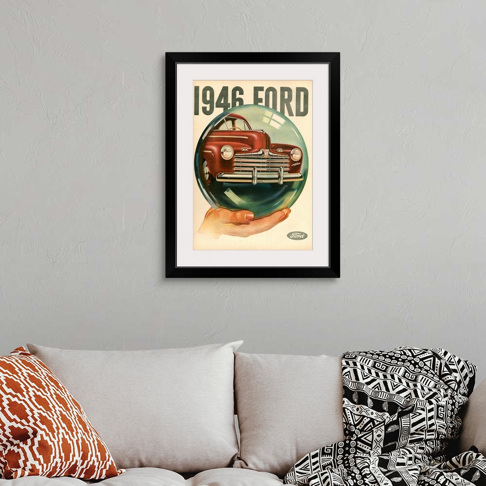 A bohemian room featuring 1940's USA Ford Magazine Advert