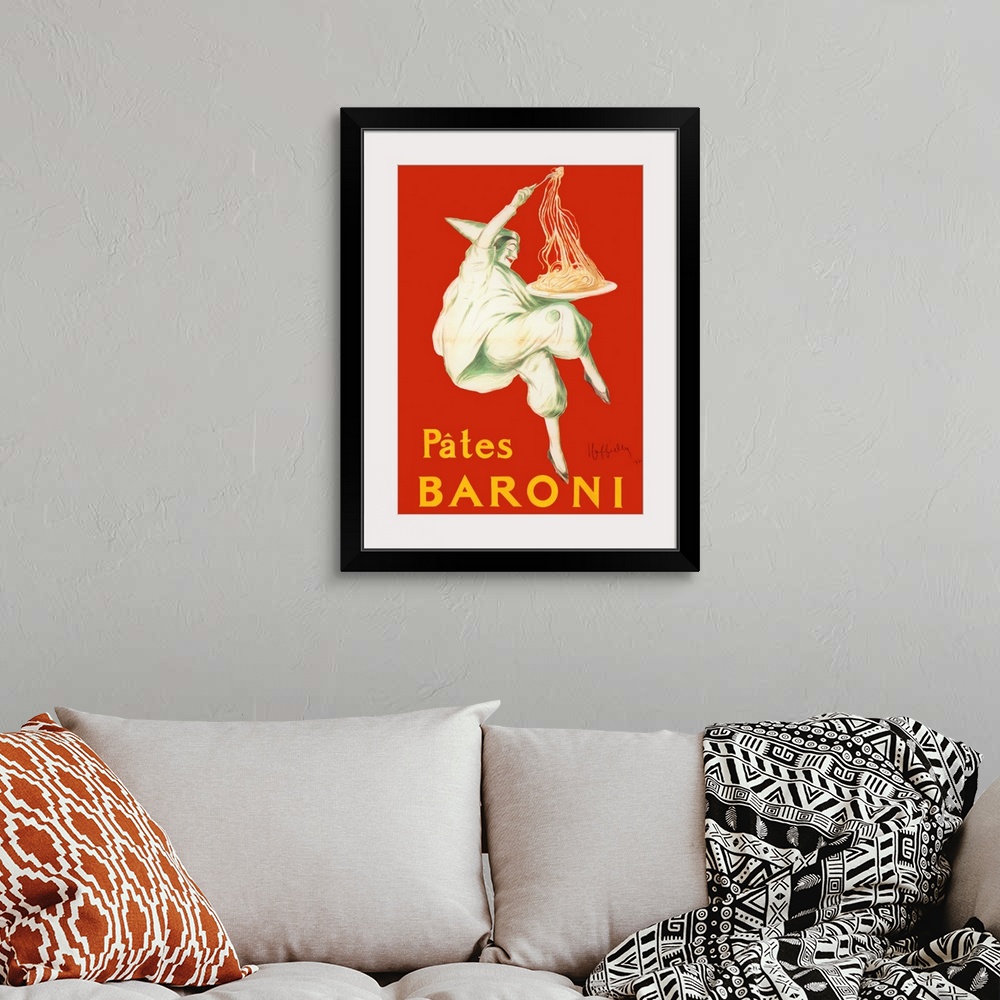 A bohemian room featuring Baroni - Vintage Pasta Advertisement
