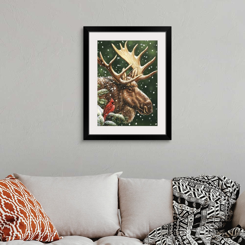 A bohemian room featuring Winter Moose