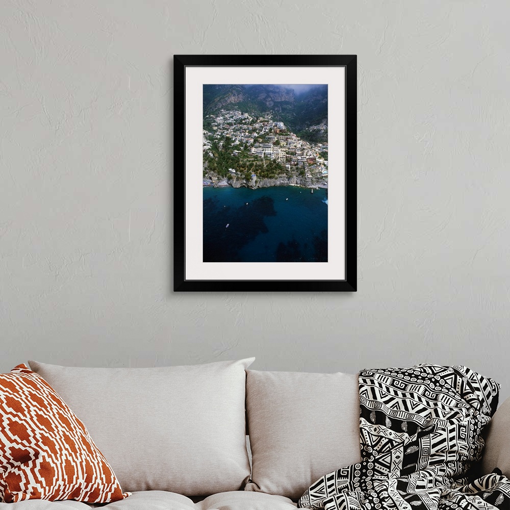 A bohemian room featuring Italy, Campania, Positano, Amalfi Coast, aerial view of Positano