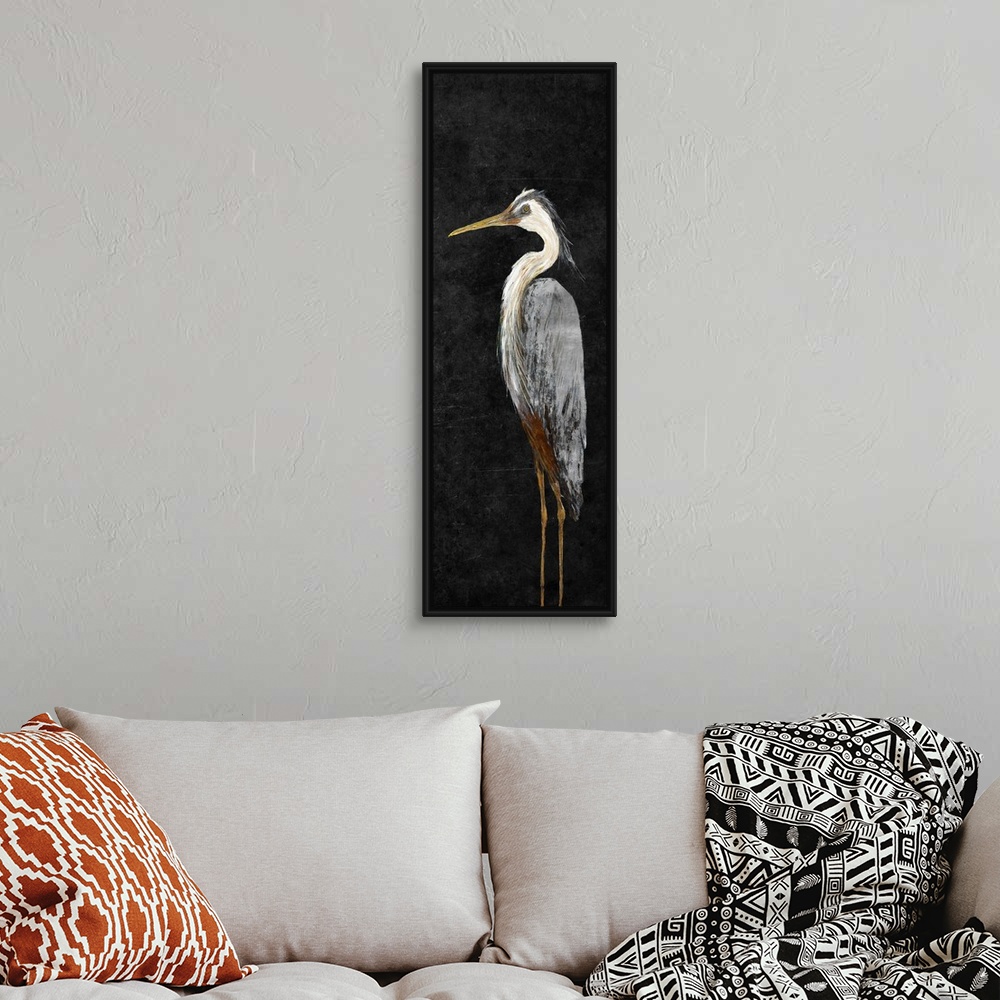 A bohemian room featuring Heron on Black I