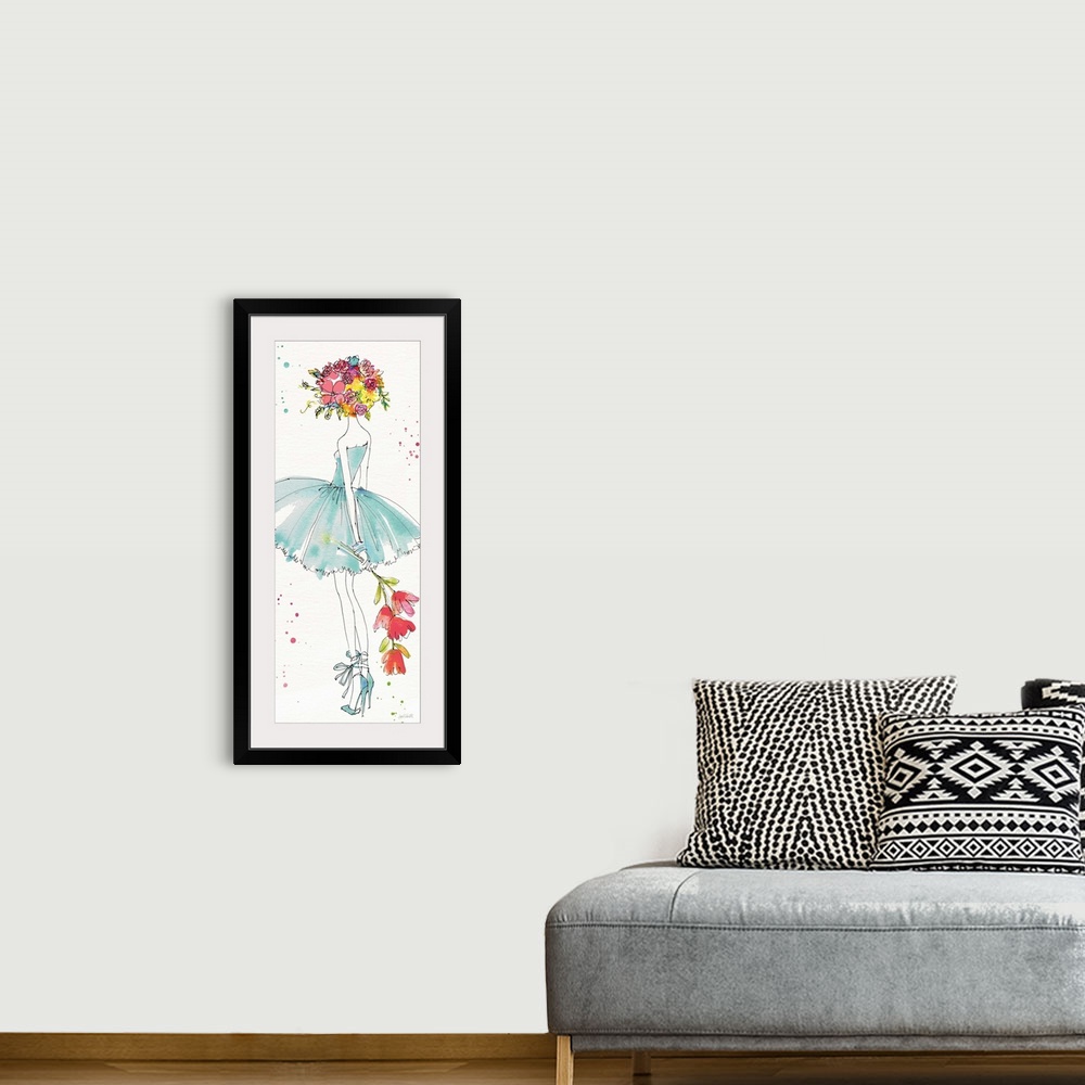 A bohemian room featuring Floral Figures VI