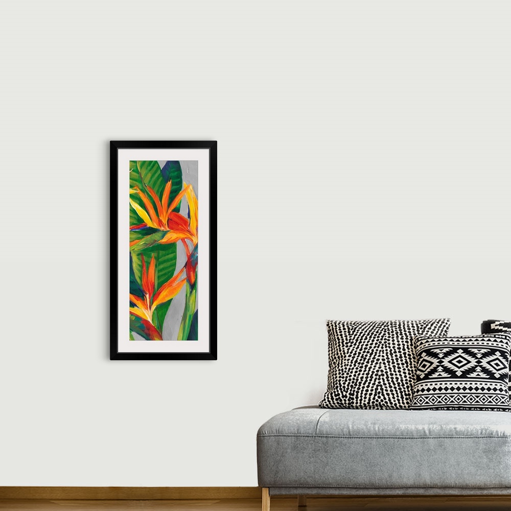 A bohemian room featuring Bird of Paradise Triptych II