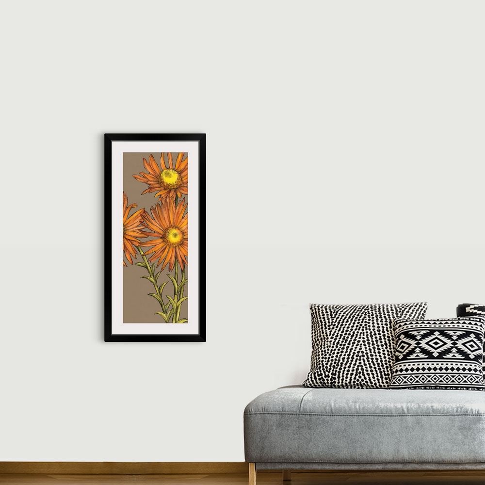 A bohemian room featuring Graphic Flower Panel I