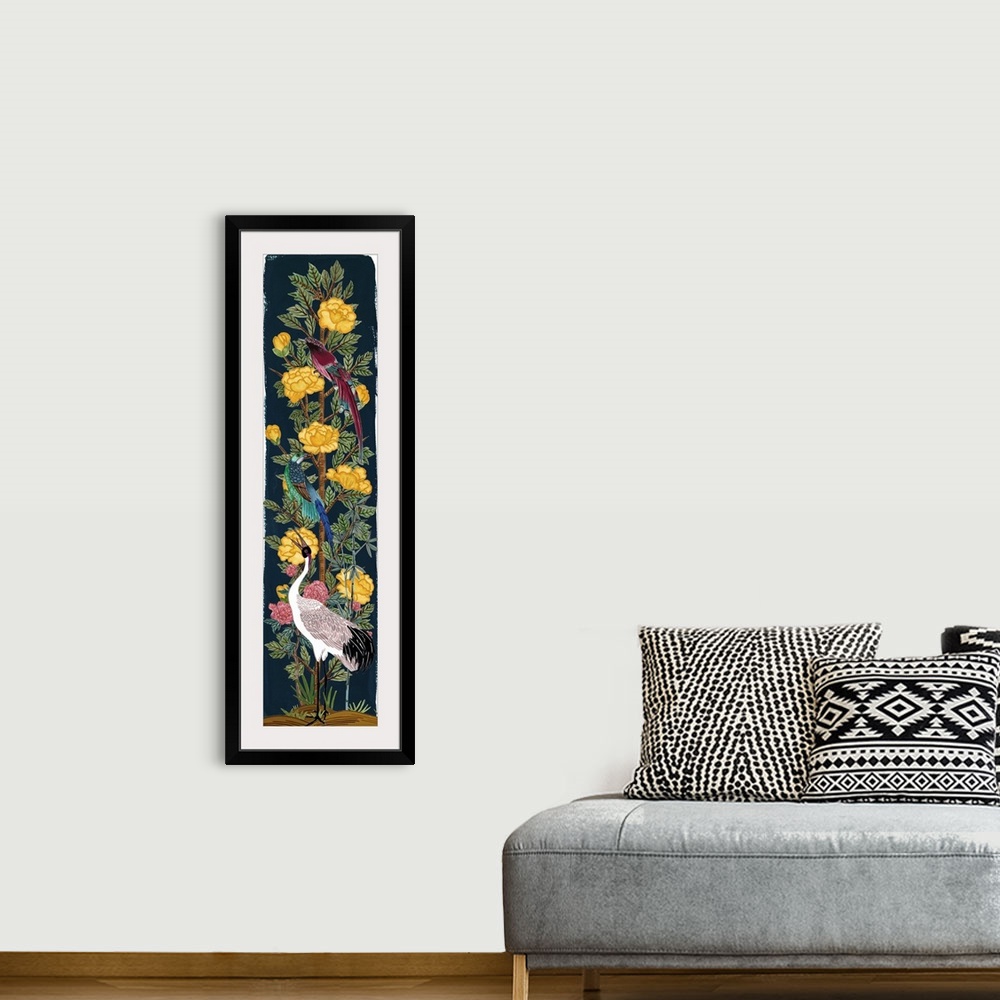 A bohemian room featuring Chinese Peonies III