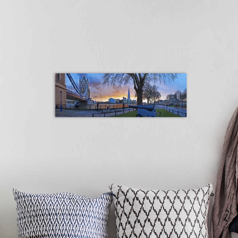 A bohemian room featuring UK, Panoramic view of cityscape at dusk, London