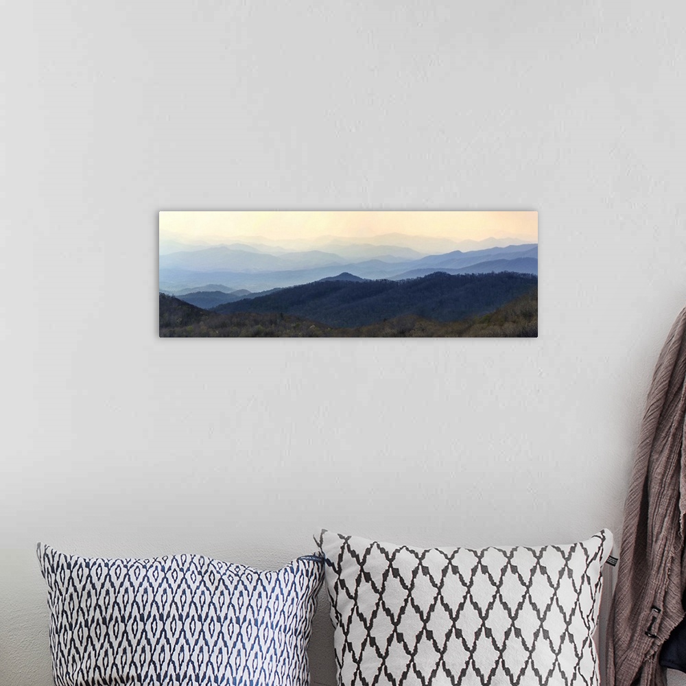 A bohemian room featuring USA, North Carolina. Blue Ridge Parkway panoramic in spring.