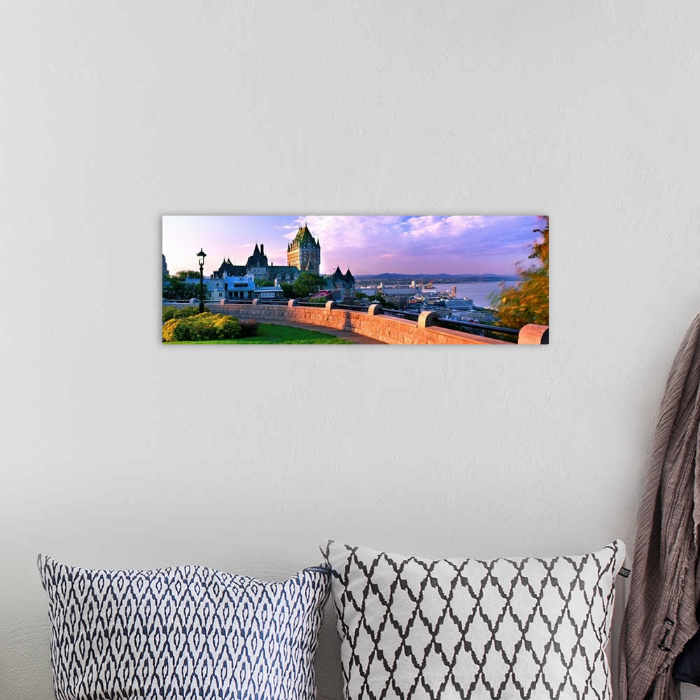 A bohemian room featuring Canada, Quebec, Quebec city, Chateau Frontenac and St Lawrence River at sunset