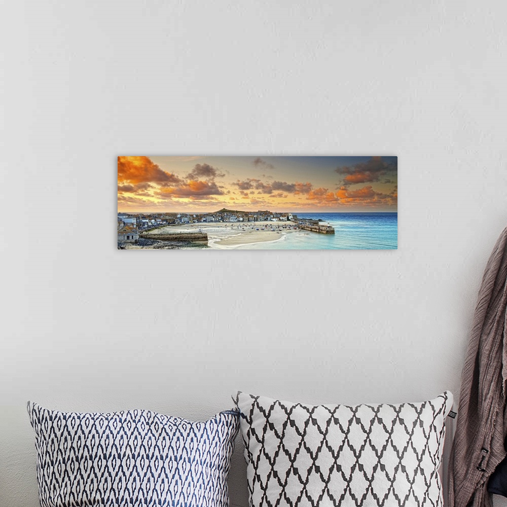 A bohemian room featuring United Kingdom, UK, England, Great Britain, Cornwall, Saint Ives, St Ives, The harbour at sunset