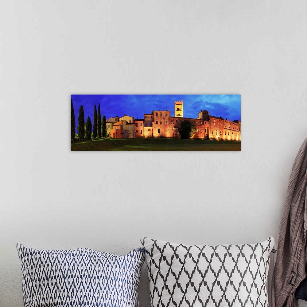 A bohemian room featuring Italy, Tuscany, Altopascio, The old town with evening lights