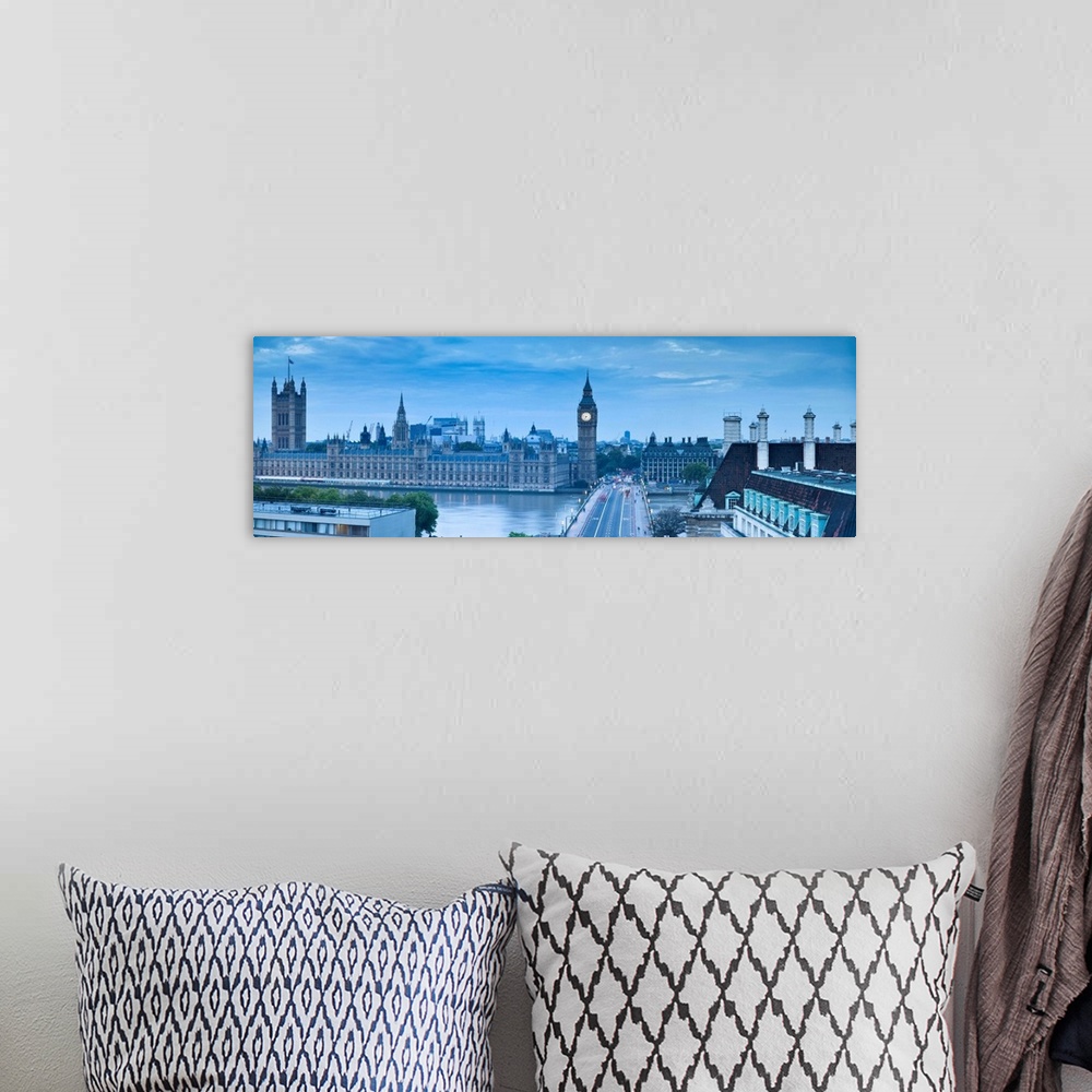 A bohemian room featuring Big Ben, Houses of Parliament and Westminster Bridge, London, England, UK