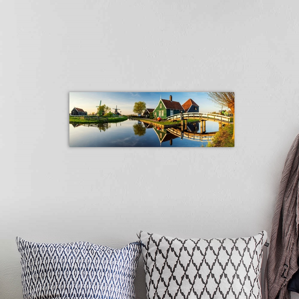 A bohemian room featuring Traditional farm houses, zaanse schans, Holland, Netherlands.