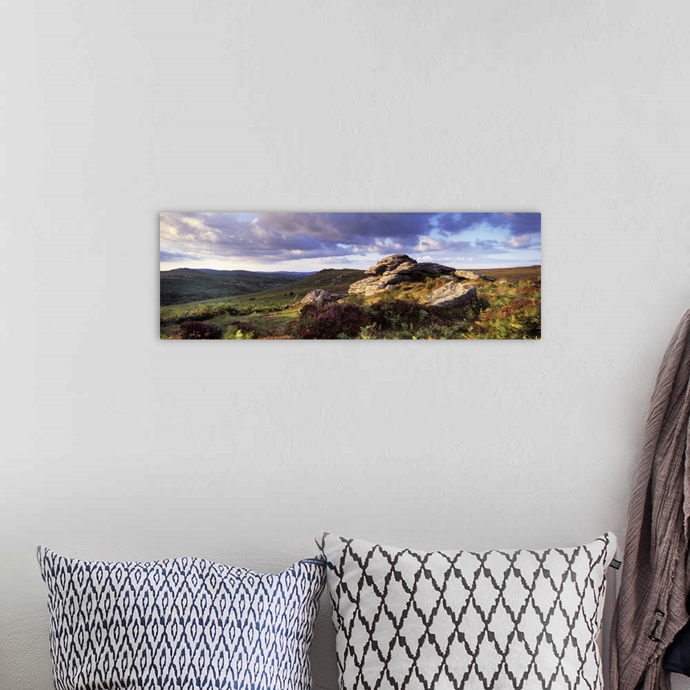 A bohemian room featuring Clouds over a landscape, Haytor Rocks, Dartmoor, Devon, England