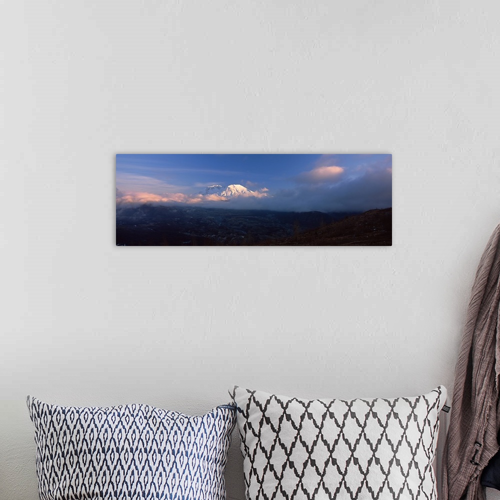 A bohemian room featuring Clouds over a mountain, Mt St. Helens, Mt St. Helens National Volcanic Monument, Skamania County,...