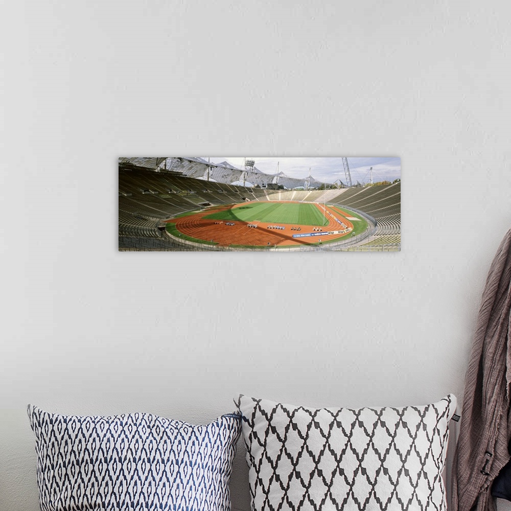 A bohemian room featuring Elevated view of the Olympic Stadium, Munich, Bavaria, Germany