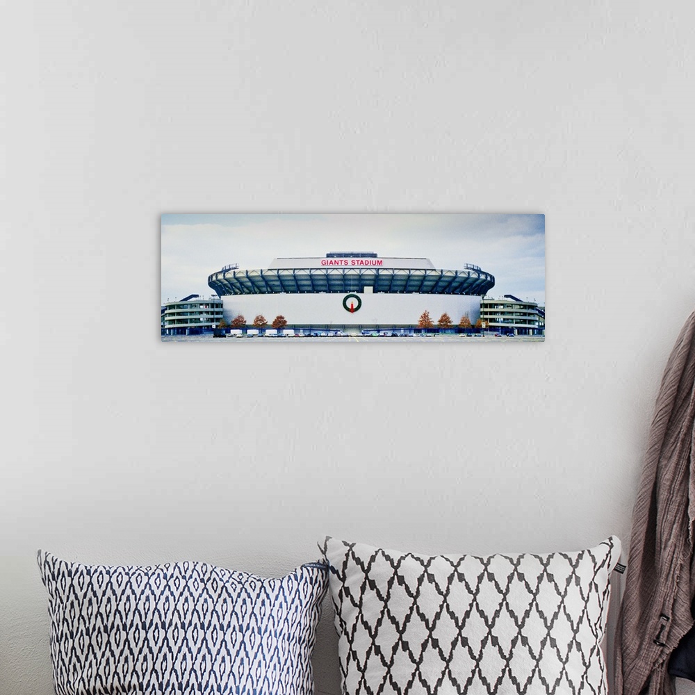 A bohemian room featuring Giants Stadium in New Jersey