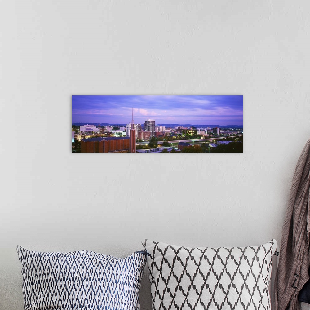 A bohemian room featuring High angle view of a city at dusk, Chattanooga, Tennessee