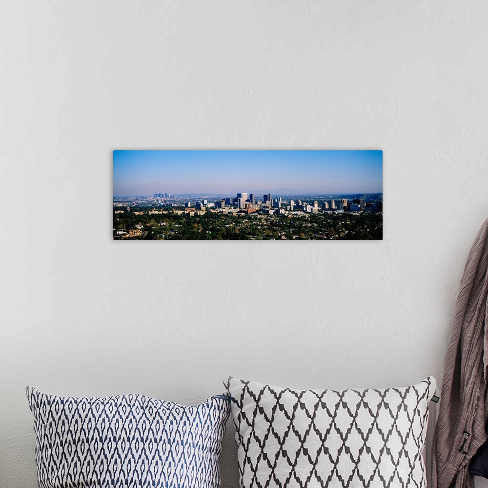 A bohemian room featuring High angle view of buildings in a city, Century City, City of Los Angeles, California, USA