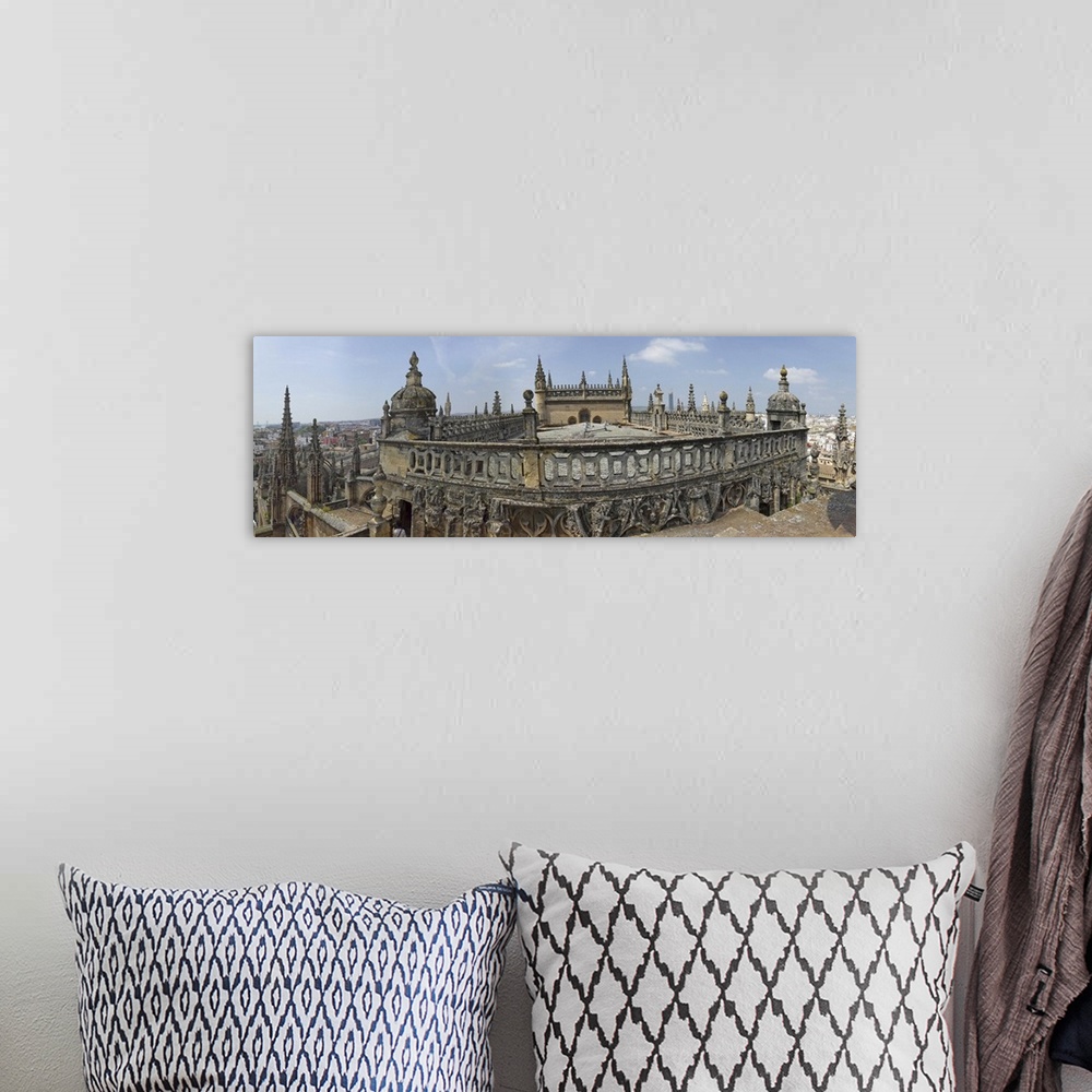A bohemian room featuring High angle view of the Seville Cathedral, Seville, Andalusia, Spain