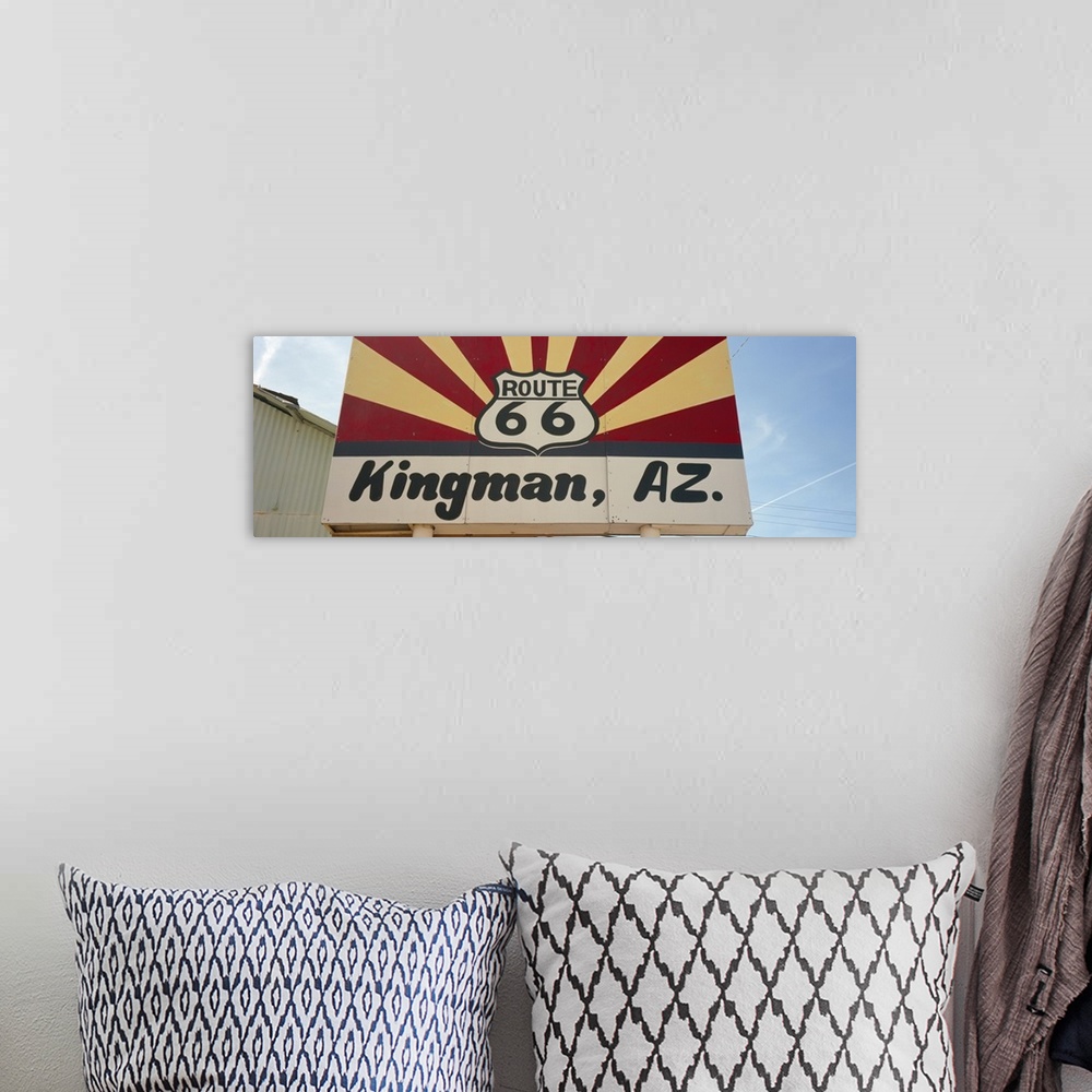A bohemian room featuring Low angle view of a road sign Route 66 Kingman Mohave County Arizona