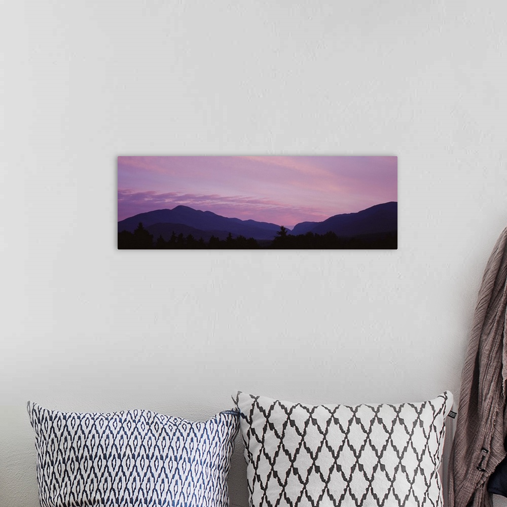 A bohemian room featuring Silhouette of mountains at dusk, Lake Placid, Adirondack Mountains, New York State