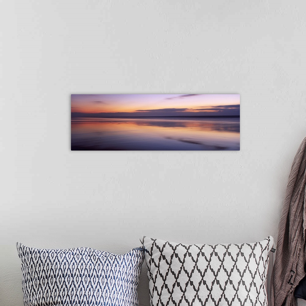 A bohemian room featuring Sunset over the sea, Sandymouth bay, Bude, Cornwall, England