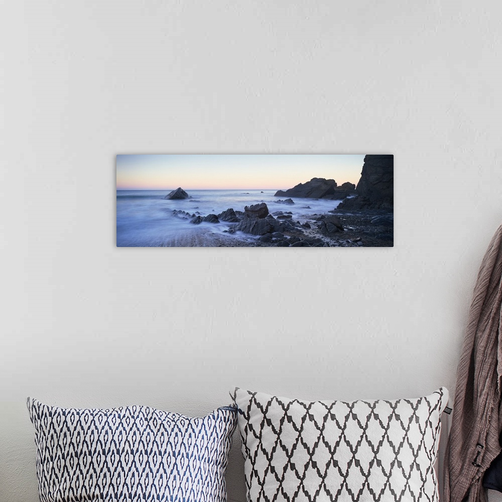 A bohemian room featuring Sandymouth at dawn with incoming tide, Sandymouth, Cornwall, England