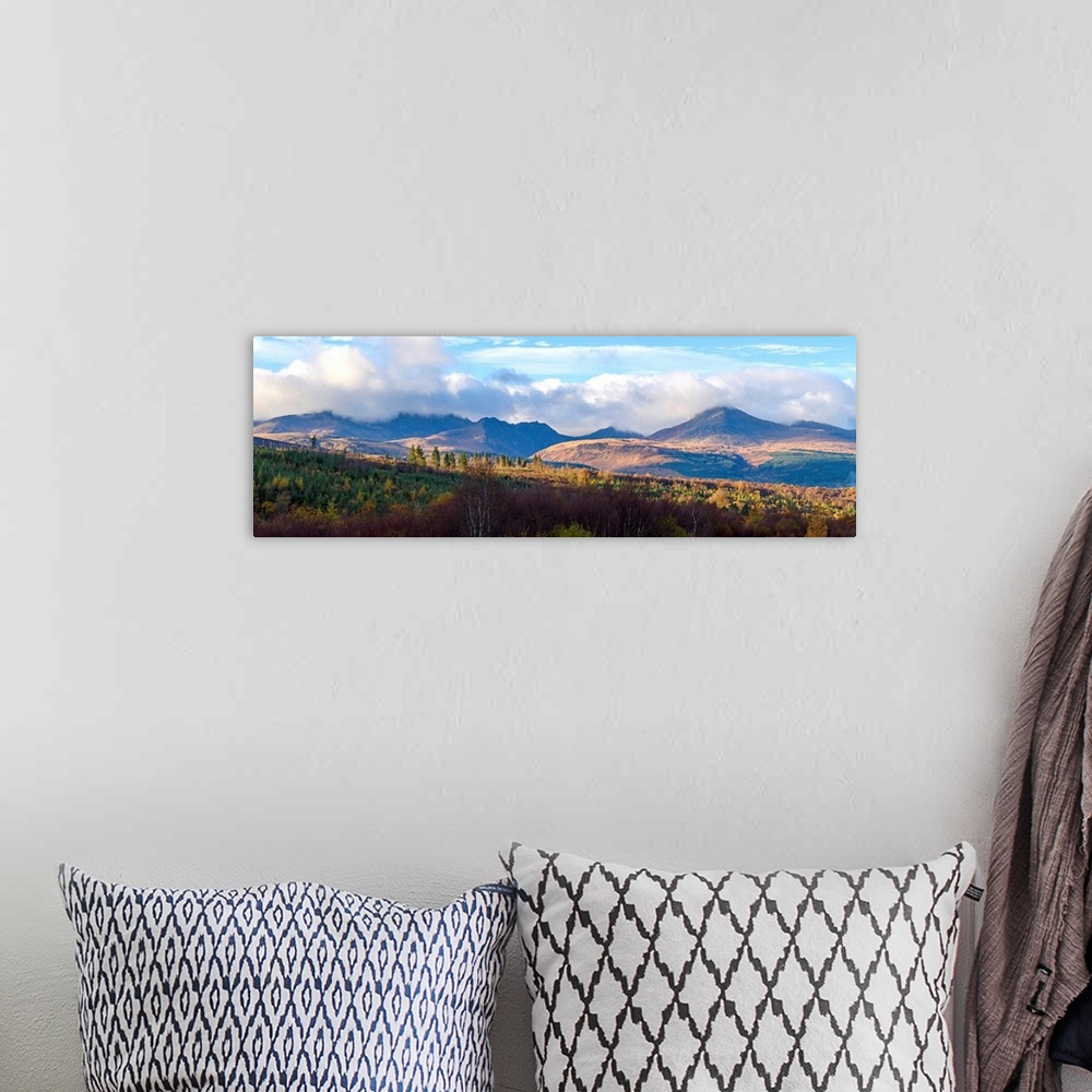 A bohemian room featuring View of Goatfell and the Northern Mountains, Isle of Arran, North Ayrshire, Scotland, United King...