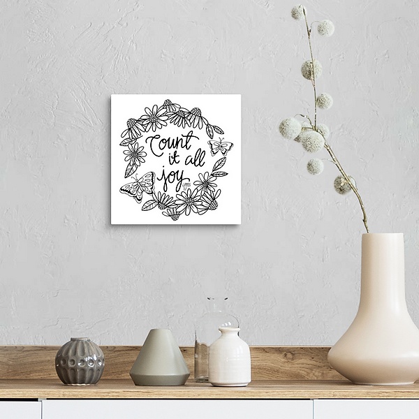 A farmhouse room featuring Count It All Joy Handlettered Coloring