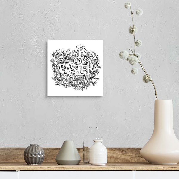 A farmhouse room featuring Happy Easter
