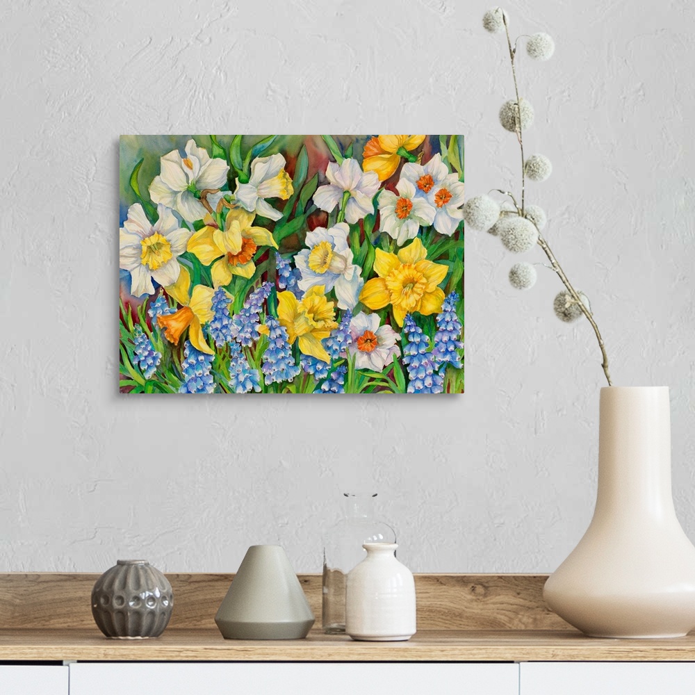 Daffodils And Grape Hyacinths Wall Art, Canvas Prints, Framed Prints ...
