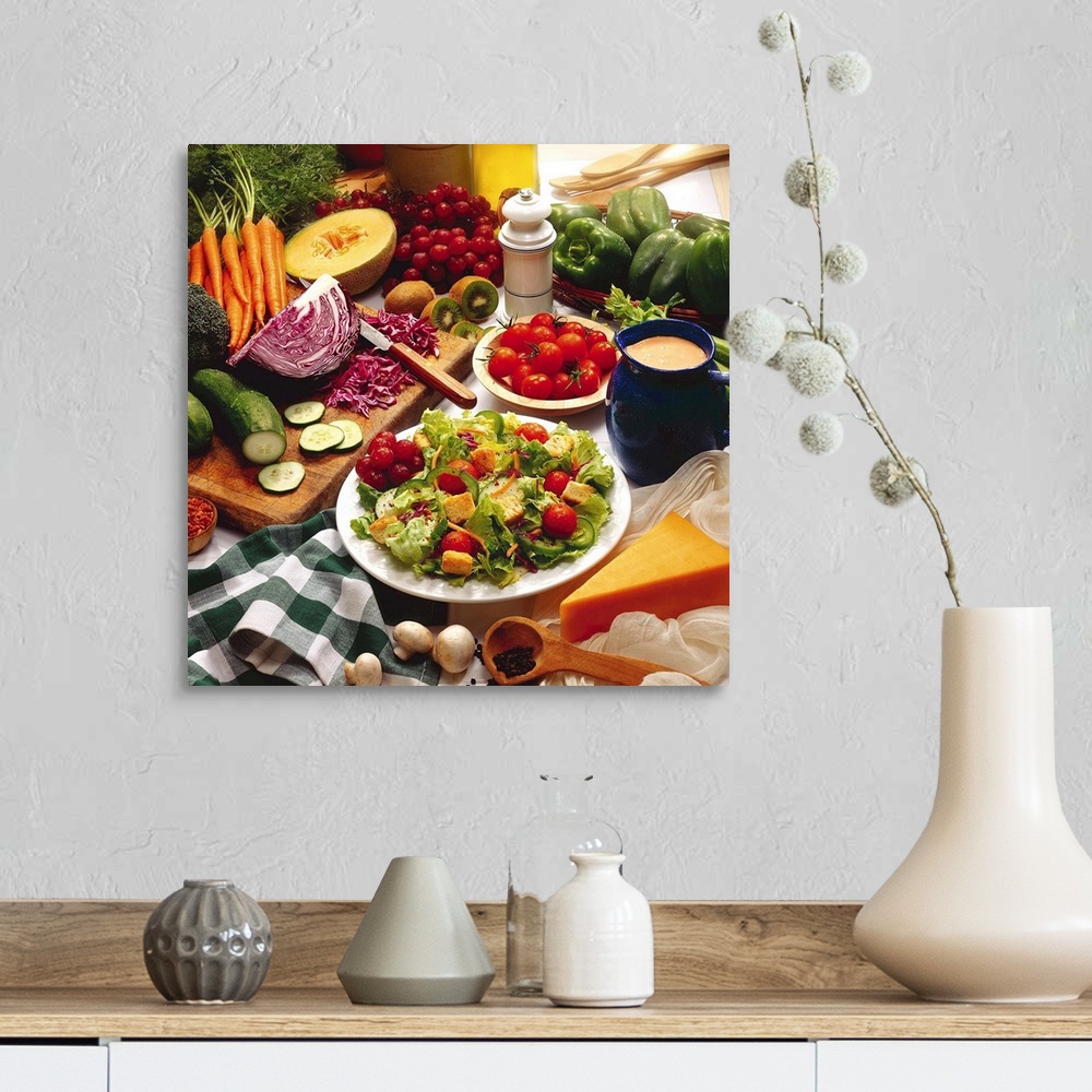 Salad with fruits and vegetables Wall Art, Canvas Prints, Framed Prints ...