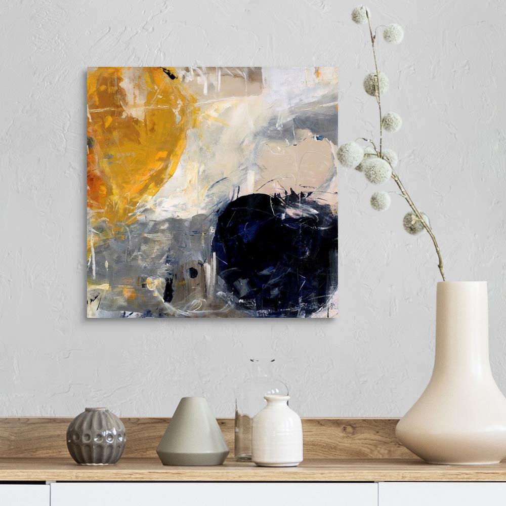 Gold Grey and Blue Wall Art, Canvas Prints, Framed Prints, Wall Peels ...