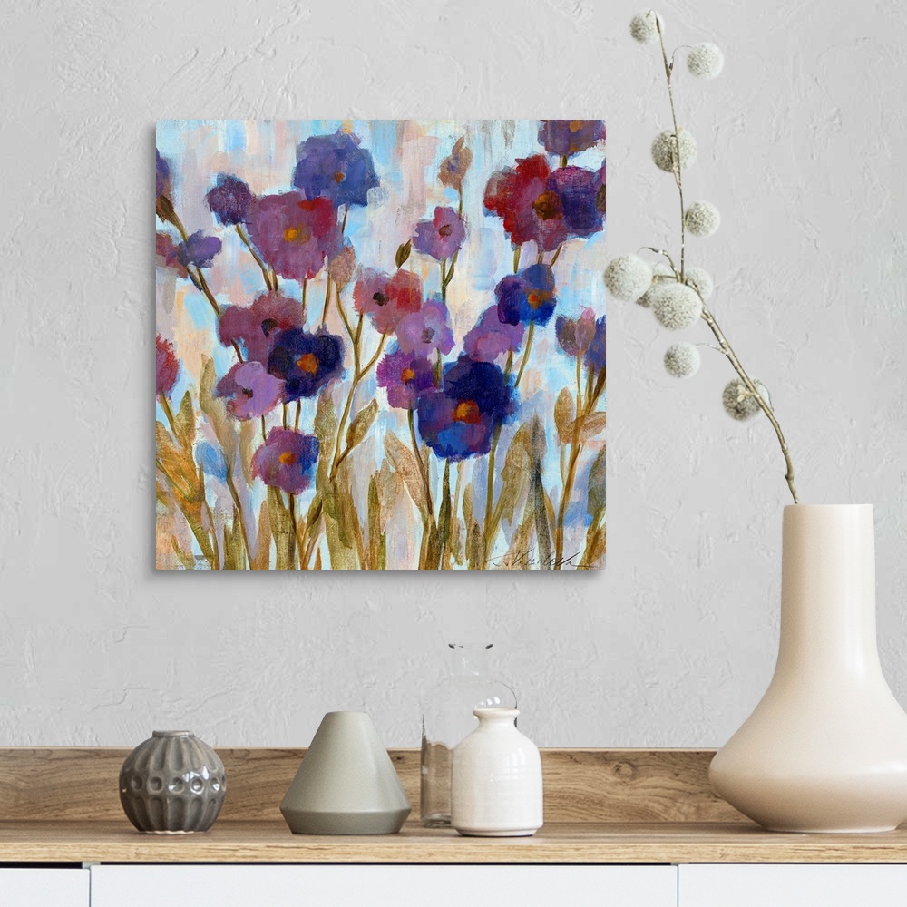 Abstracted Florals In Purple Wall Art, Canvas Prints, Framed Prints ...