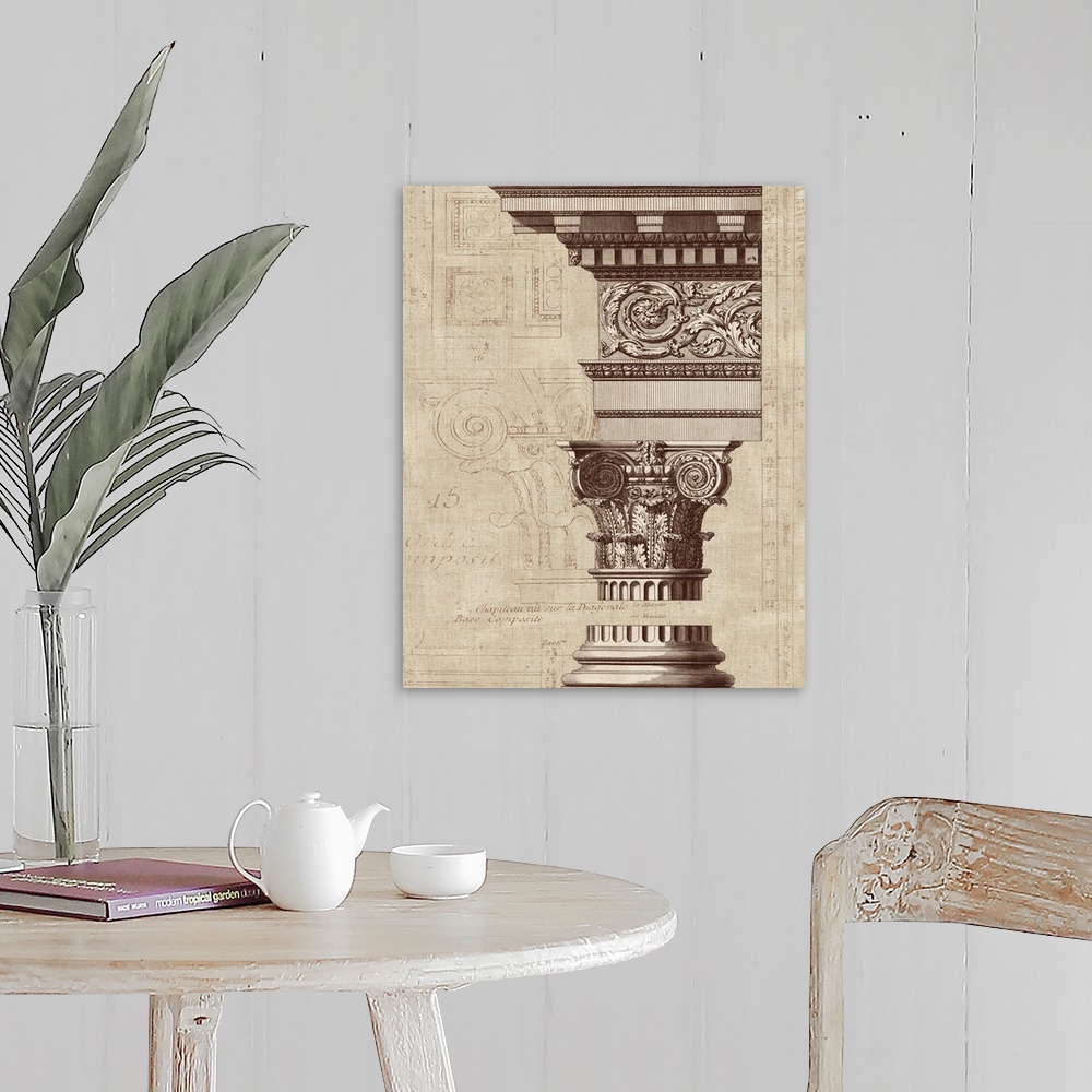 Architectural Rendering I Burlap Sepia Wall Art, Canvas Prints, Framed ...
