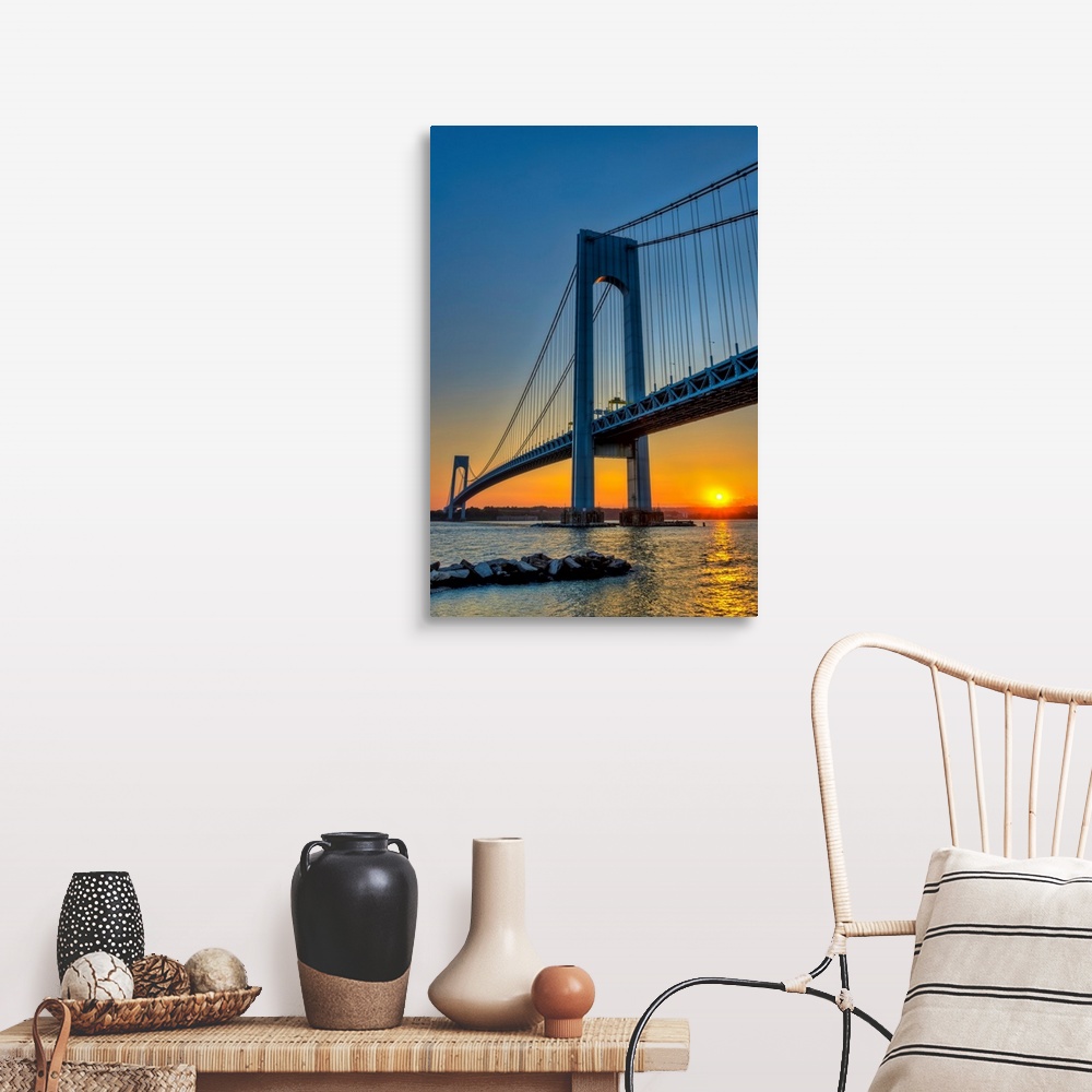 Verrazano-Narrows Bridge at sunset; Brooklyn, New York Wall Art, Canvas ...