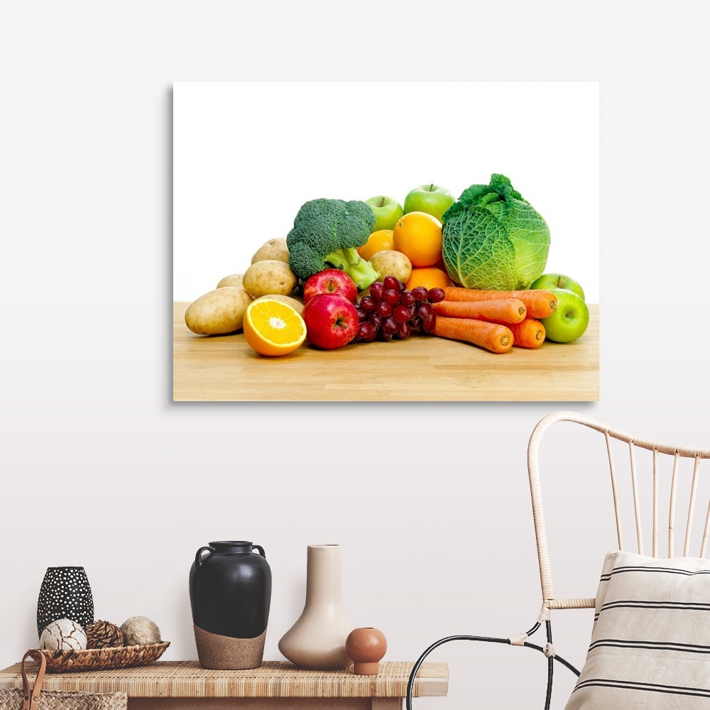 Selection of fresh fruit and vegetables Wall Art, Canvas Prints, Framed ...