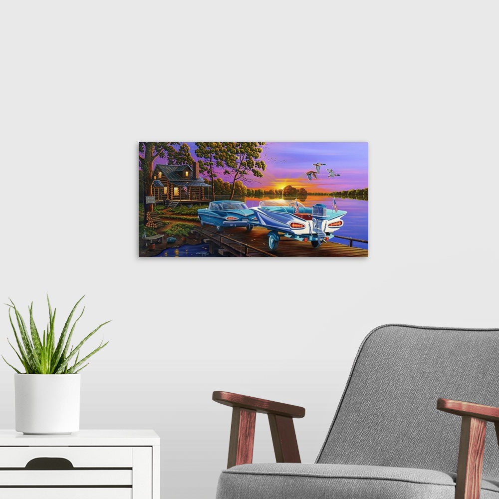 Gone Fishin Solid-Faced Canvas Print