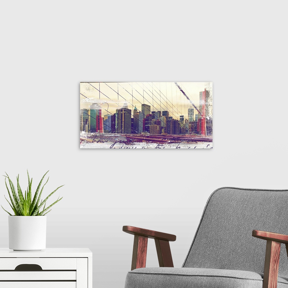 A modern room featuring NYC Bridges, 2015