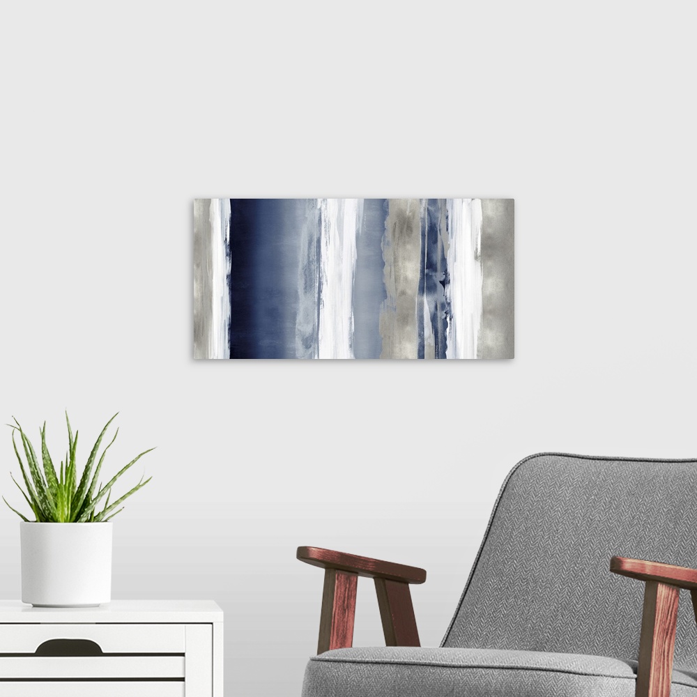 A modern room featuring Abstract 5 Tones Silver Blue