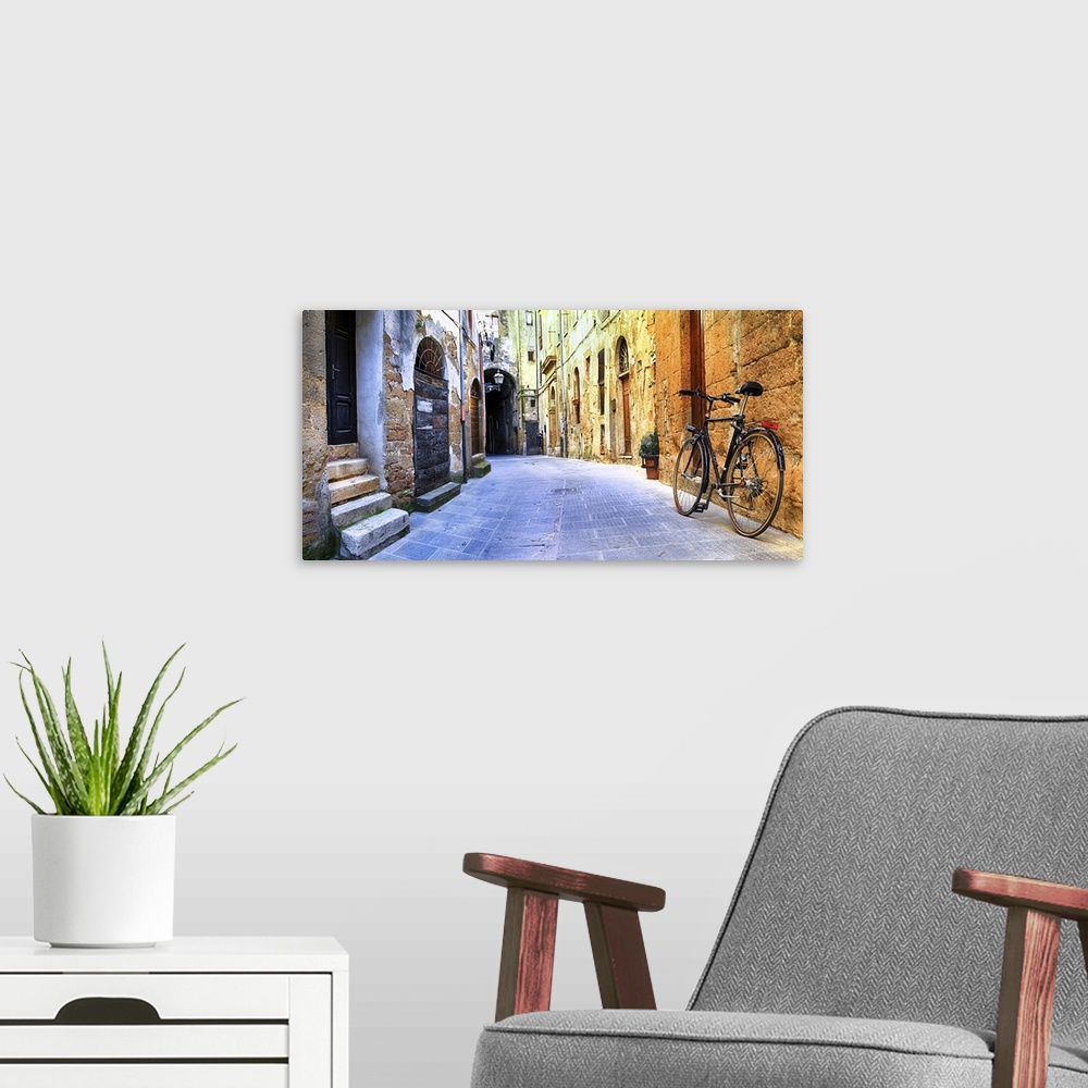 A modern room featuring Characteristic streets of old medieval villages of Italy.
