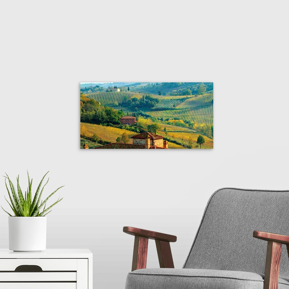 A modern room featuring Italy, Tuscany, Hills near San Gimignano
