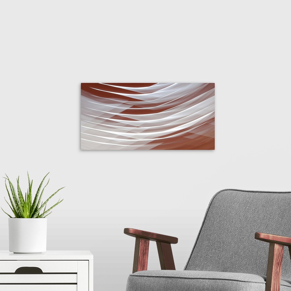 A modern room featuring Red and White Abstract IV