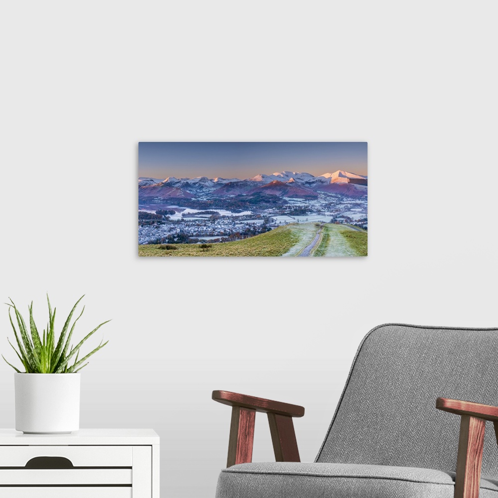 A modern room featuring UK, England, Cumbria, Lake District, footpath overlooking Keswick from Latrigg.