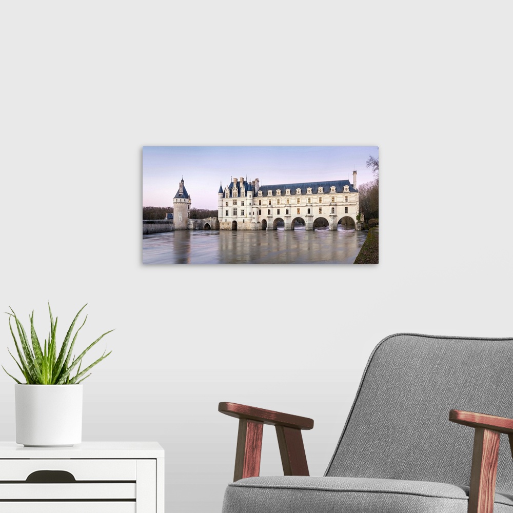 A modern room featuring Castle over a river, Chateau De Chenonceau, Cher River, Chenonceaux, Indre-et-Loire, France