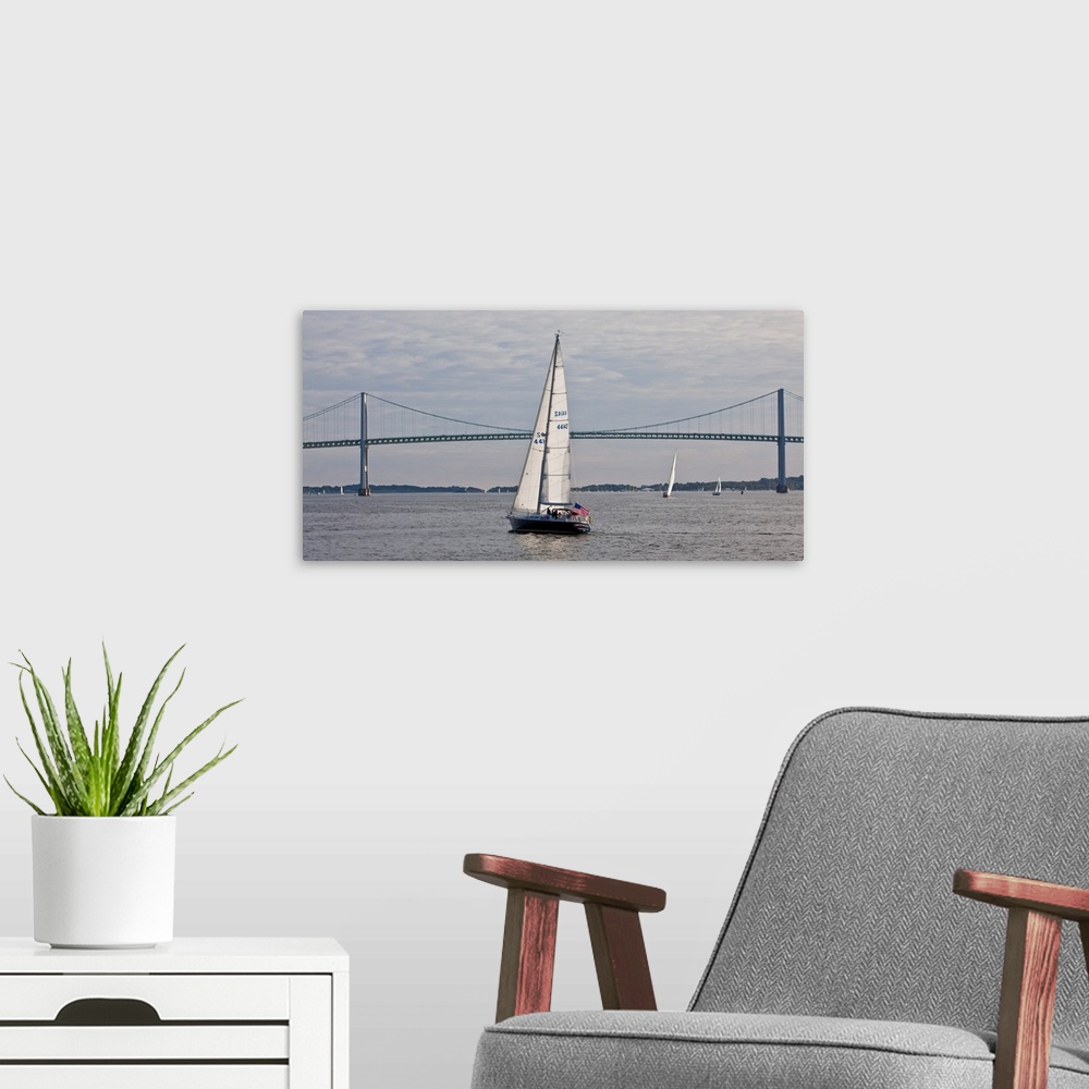 A modern room featuring Gryphon Swan 44 yacht sailing in Regatta, Newport, Rhode Island, USA